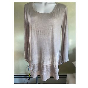 Tan lace tiered tunic top